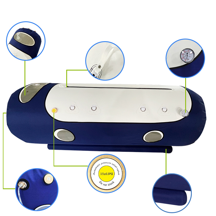 Portable Lay Down Soft Type Hyperbaric Oxygen Chamber in Blue Color